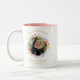 Caneca De Café Em Dois Tons Graduação de Flores Selvagens Anima o Formando