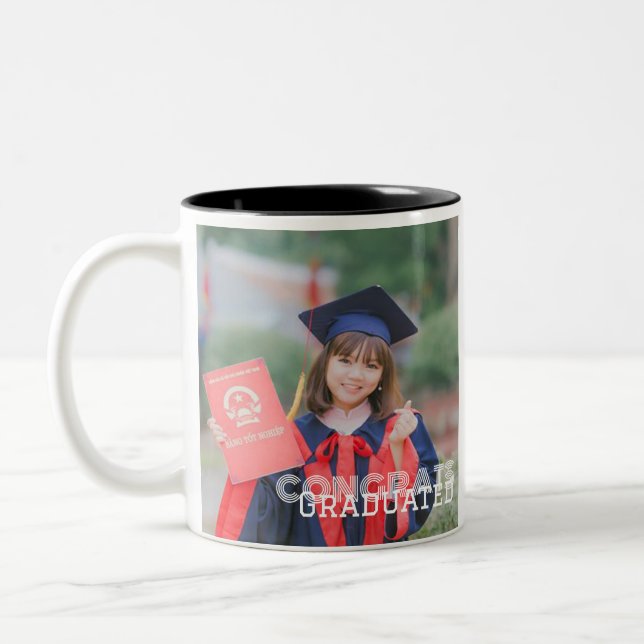 Caneca De Café Em Dois Tons Graduação de Parabéns personalizados Classe de nom (Esquerda)