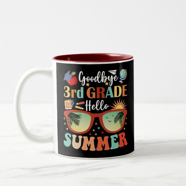 Caneca De Café Em Dois Tons Graduação Engraçada Adeus, 3º ano, Olá Verão (Esquerda)