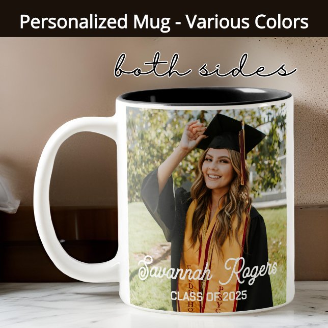 Caneca De Café Em Dois Tons Graduação Mug, Foto Personalizada Mug para Formand (personalized graduation gift, graduate gift, graduation photo mug, custom photo mug, graduation gift)