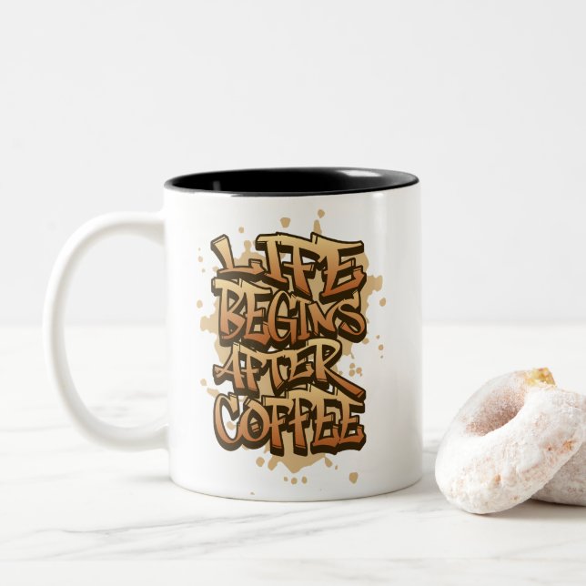 Caneca De Café Em Dois Tons Graffiti Coffee Quote (Com Donut)