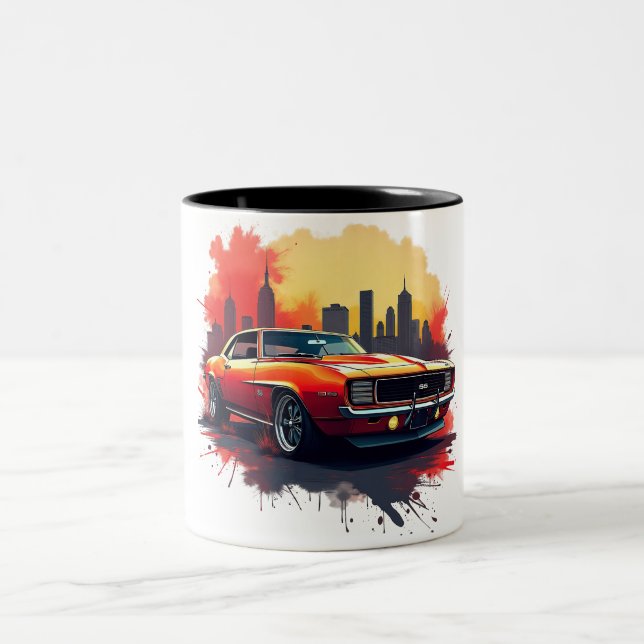 Caneca De Café Em Dois Tons Graffiti Muscle Car  (Centro)