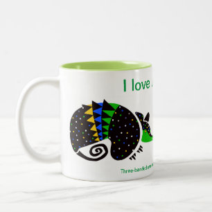 Caneca De Café Em Dois Tons Gráfico - Adoro ARMADILLOS - Amante de os animais