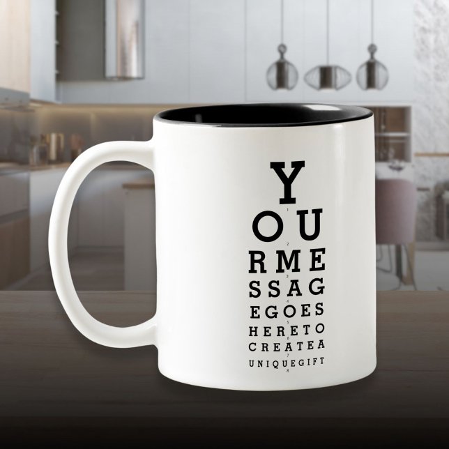 Caneca De Café Em Dois Tons Gráfico de Optometrista Divertido com Mensagem Per (Personalized Message Fun Optician Chart Two-Tone Coffee Mug)