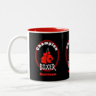 Caneca De Café Em Dois Tons Gráfico de Tema Esportivo de Boxing