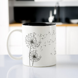 Caneca De Café Em Dois Tons Gràfico Inspirador Dandelion Desejo Gráfico