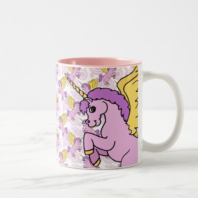 Caneca De Café Em Dois Tons Gráfico roxo do unicórnio (Direita)