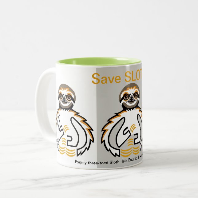 Caneca De Café Em Dois Tons Gráfico - Save SLOTHS - Wildlife warrior - Nature (Frente Esquerda)