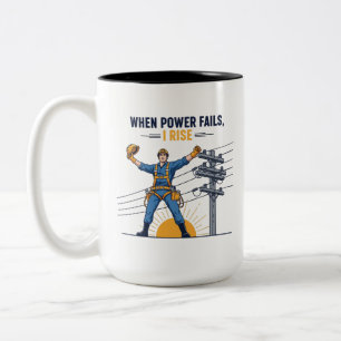 Caneca De Café Em Dois Tons Gráficos Inspiradores do Lineman ao Nascer do Sol