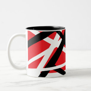 Caneca De Café Em Dois Tons Gráficos Vermelho, Preto e Branco