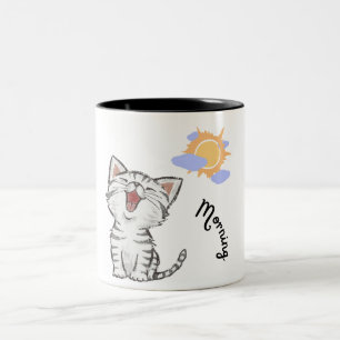 Caneca De Café Em Dois Tons Grama Preta Branca de Gato