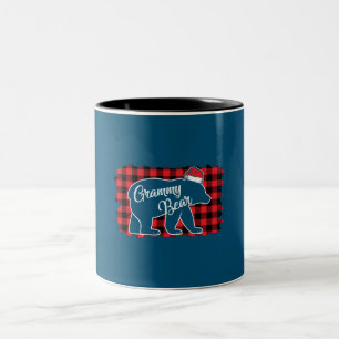 Caneca De Café Em Dois Tons Grammy Bear Christmas Red Xadrez Buffalo