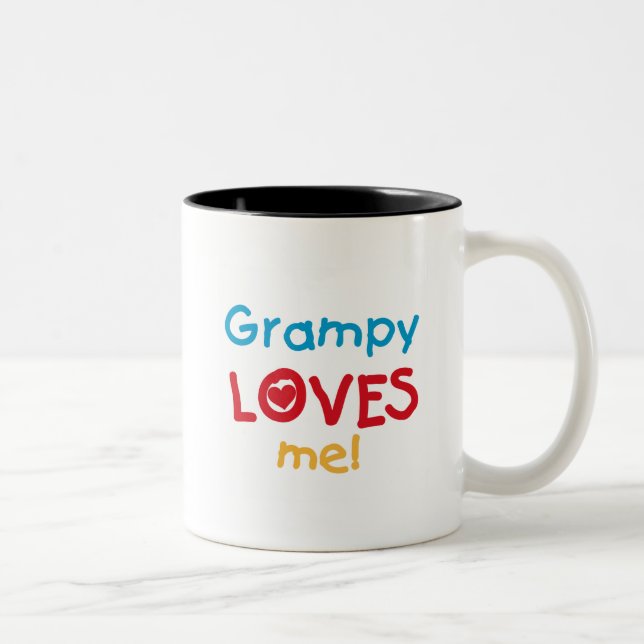 Caneca De Café Em Dois Tons Grampy me ama T-shirts e presentes (Direita)