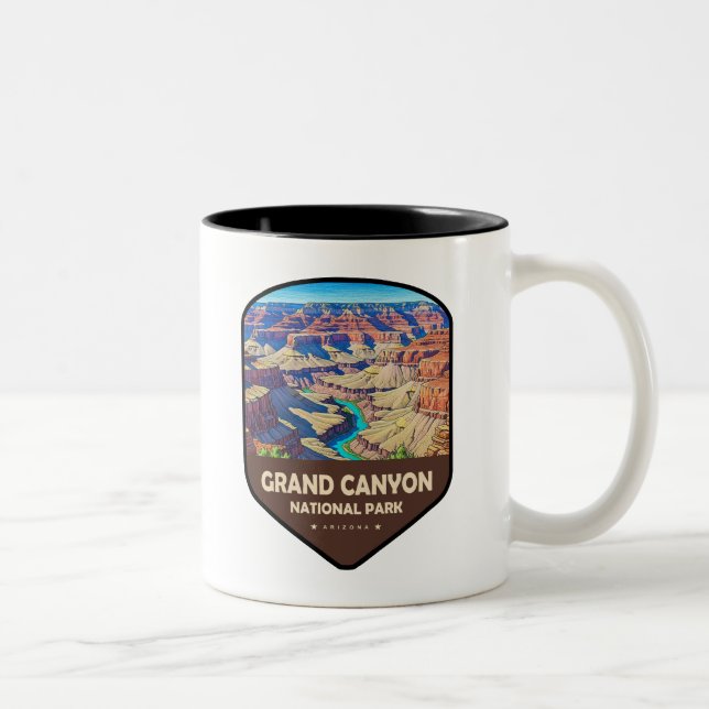 Caneca De Café Em Dois Tons Grand Canyon National Park Shield (Direita)