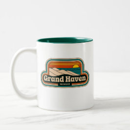 Caneca De Café Em Dois Tons Grand Haven 70 Retro Michigan Vintage
