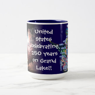 Caneca De Café Em Dois Tons Grand Lake celebra 250 anos dos EUA com fogos de a