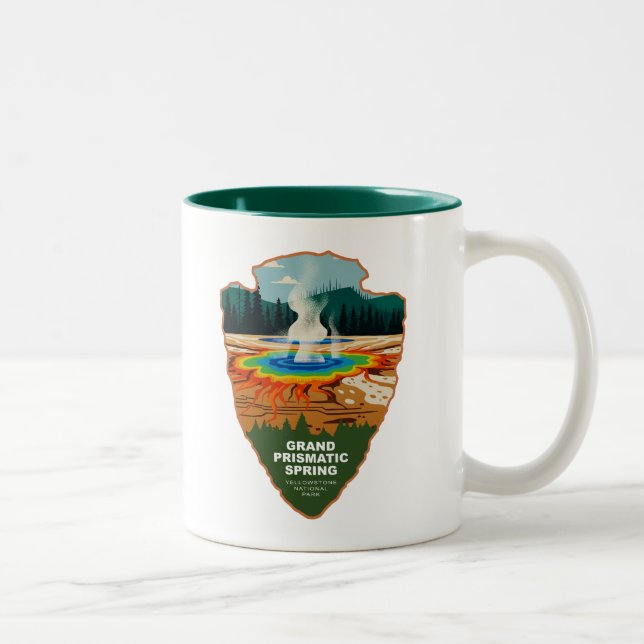 Caneca De Café Em Dois Tons Grand Prismatic Spring Yellowstone Arrowhead (Direita)