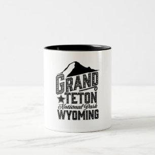 Caneca De Café Em Dois Tons Grand Teton National Park, Poster vintage Wyoming