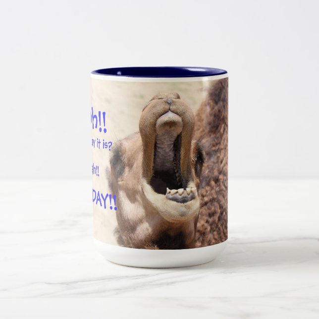 Caneca De Café Em Dois Tons Grande Camelo Moco, Hump Day Blue Mug (Centro)