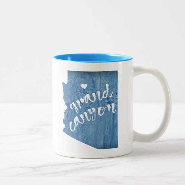 Caneca De Café Em Dois Tons Grande Canyon Arizona Madeira Grain (Direita)