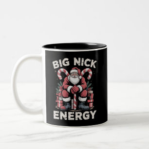 Caneca De Café Em Dois Tons Grande Energia de Nick Papai Noel Engraçado Natal