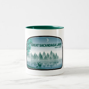 Caneca De Café Em Dois Tons Grande Lago Sacandaga Nova York Veado