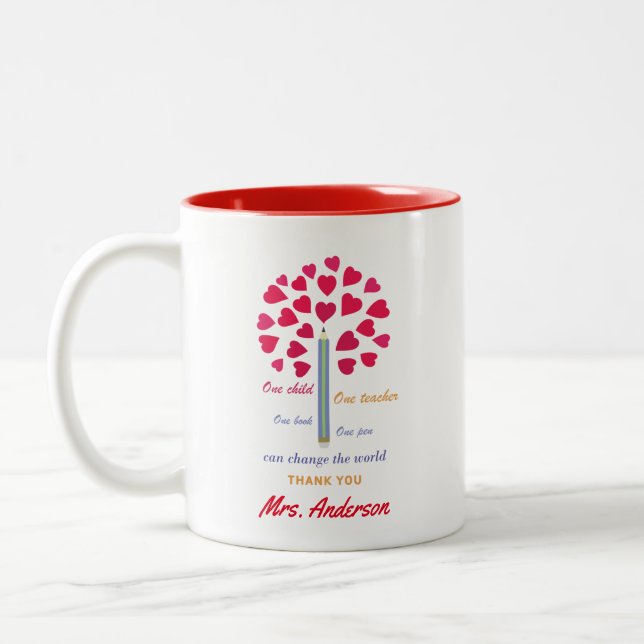 Caneca De Café Em Dois Tons Grande Lápis/Apreciação do Professor (Esquerda)