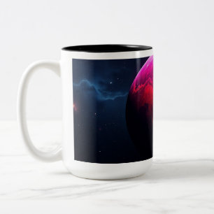 Caneca De Café Em Dois Tons Grande Planeta Rosa Brilhante
