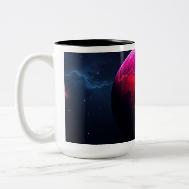 Caneca De Café Em Dois Tons Grande Planeta Rosa Brilhante (Esquerda)
