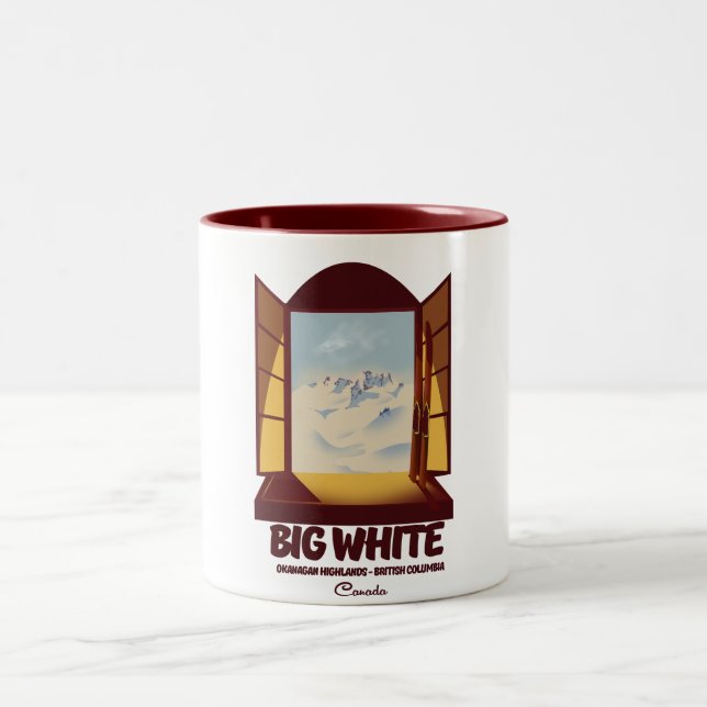 Caneca De Café Em Dois Tons Grande poster de esqui White Columbia Canada (Centro)