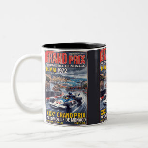 Caneca De Café Em Dois Tons Grande Prêmio de Mônaco de Corrida Retro