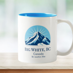 Caneca De Café Em Dois Tons Grande souvenir de resort de esqui Branco BC Canad