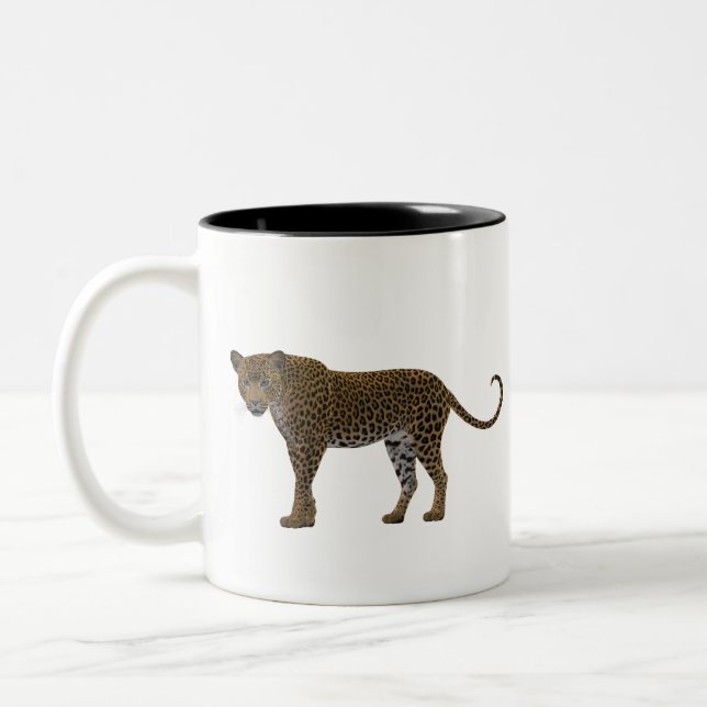 Caneca De Café Em Dois Tons Grandes Gatos Renderizando Predadores De Leopardo (Esquerda)