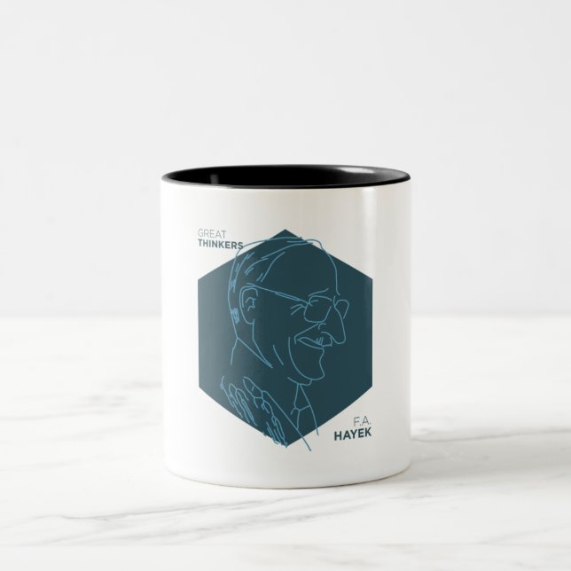 Caneca De Café Em Dois Tons Grandes pensadores: Friedrich Hayek (Centro)