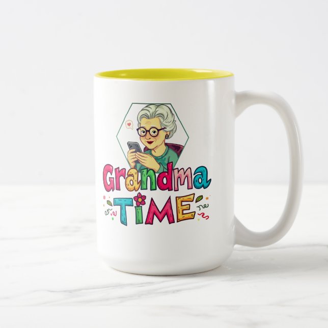 Caneca De Café Em Dois Tons Grandma Time (Direita)