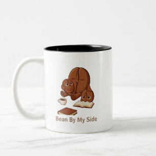 Caneca De Café Em Dois Tons Grão de café ao meu lado família de grãos de café 