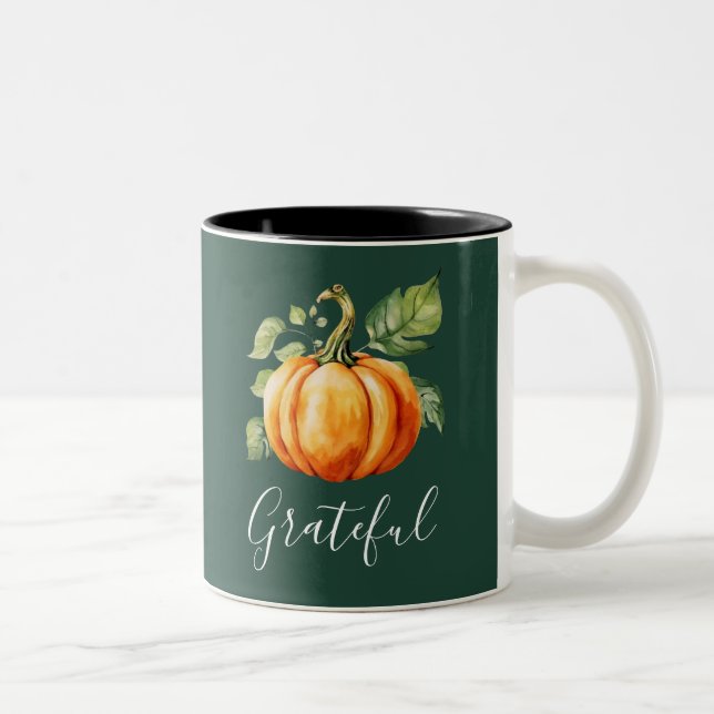 Caneca De Café Em Dois Tons Grateful Orange Pumpkin Green (Direita)