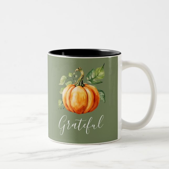 Caneca De Café Em Dois Tons Grateful Orange Pumpkin Moss Green (Direita)