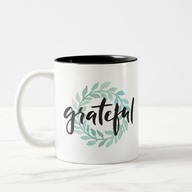 Caneca De Café Em Dois Tons Gratidão Grateful Wreath (Esquerda)