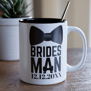 Caneca De Café Em Dois Tons Gravata Borboleta de Noivo Casamento Presente