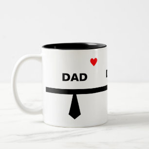Caneca De Café Em Dois Tons Gravata Moderna para Pai em Preto e Branco