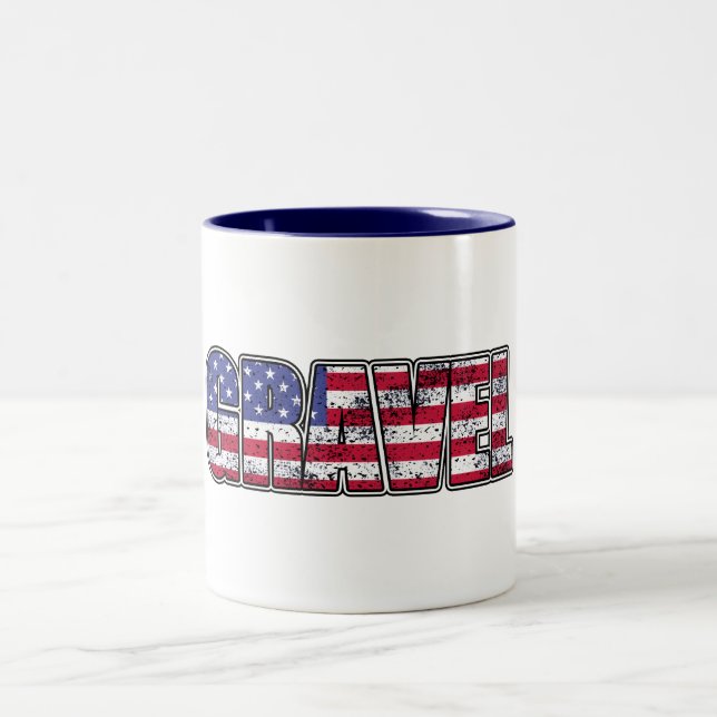 Caneca De Café Em Dois Tons Gravel Cycling American Flag (Centro)