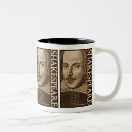 Caneca De Café Em Dois Tons Gravuras de Shakespeare Droeshout