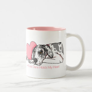 Caneca De Café Em Dois Tons Great dane guardara o Harlequin UC do coração