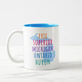 Caneca De Café Em Dois Tons Great Lakes Simple Text Mitten State Coffee Mug