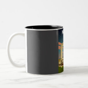 Caneca De Café Em Dois Tons Grécia de Naxos, Poster de viagens de ruínas antig