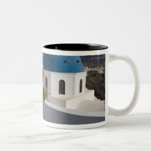 Caneca De Café Em Dois Tons Grécia e Ilha Grega de Santorini a partir do