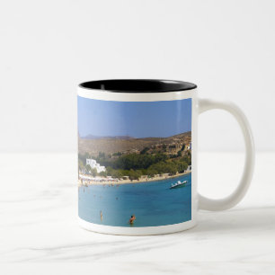 Caneca De Café Em Dois Tons Grécia, Ilha de Paros, Praia de Krios vista de cim