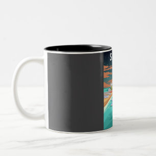 Caneca De Café Em Dois Tons Grécia Mínima de Poster de viagens Retro Grego de 