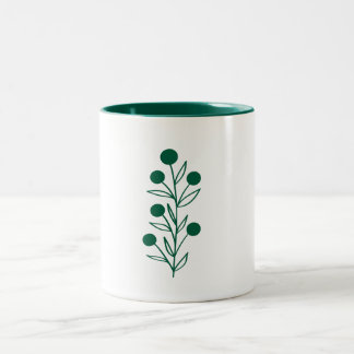 Caneca De Café Em Dois Tons Green Botanical Line Art